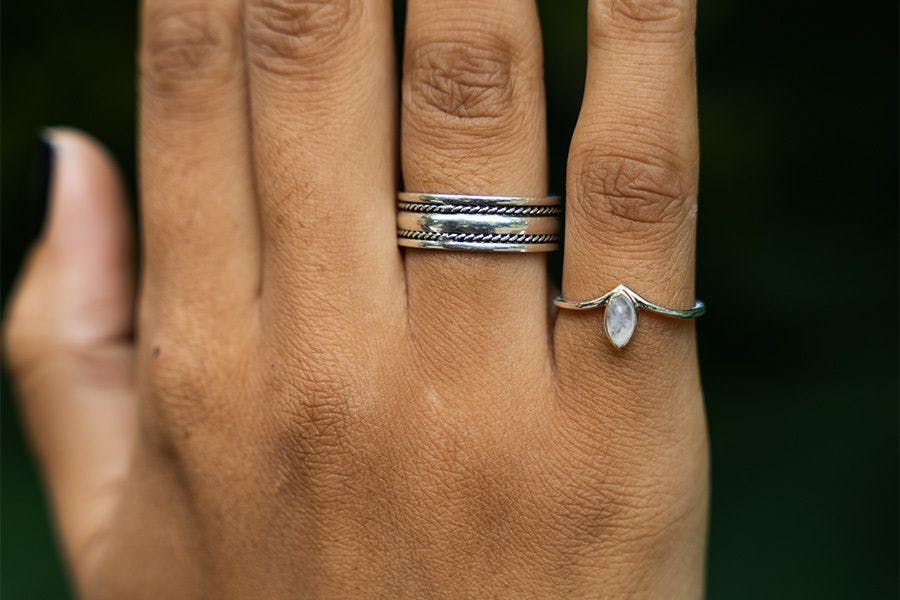Hand with two small rings