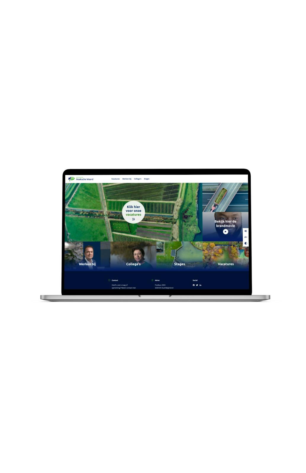 Hoeksche Waard website on a laptop frontview