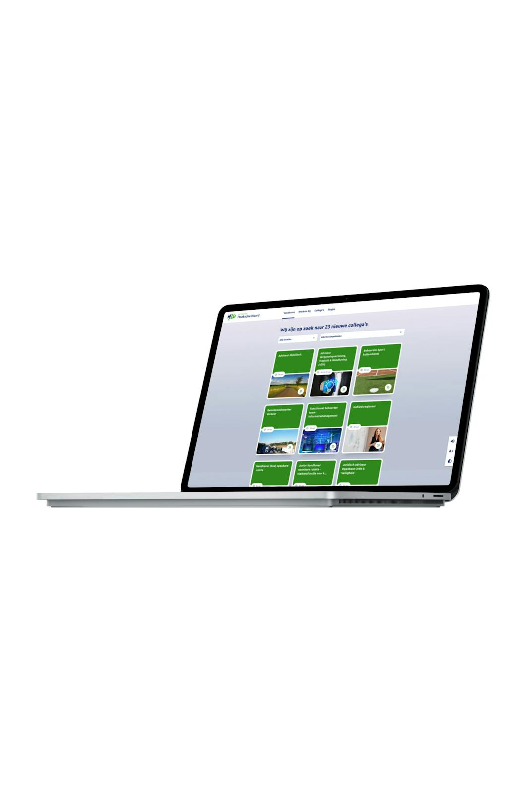 Example website Hoeksche Waard on a laptop sideview