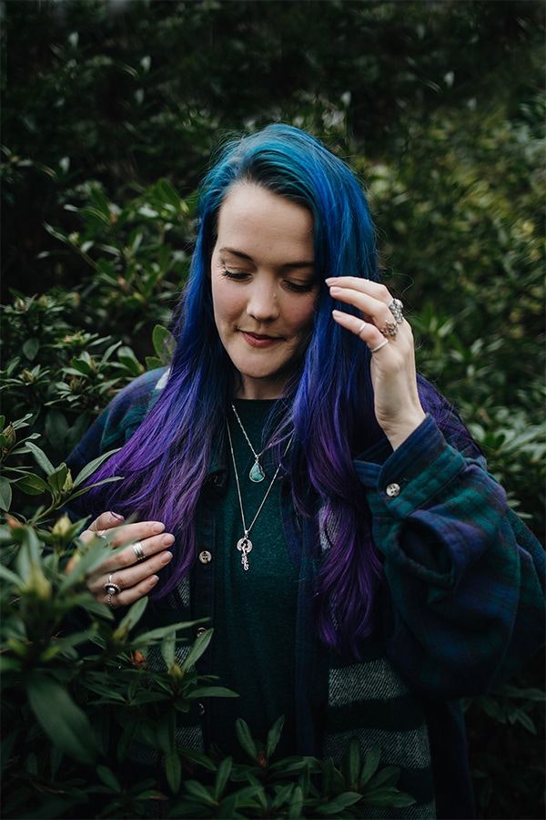 Wieske with jewelry in her garden