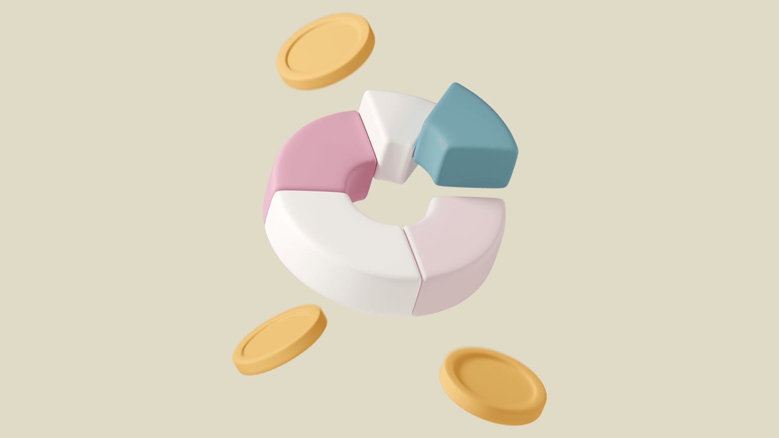 Illustratie van een cirkeldiagram met geld