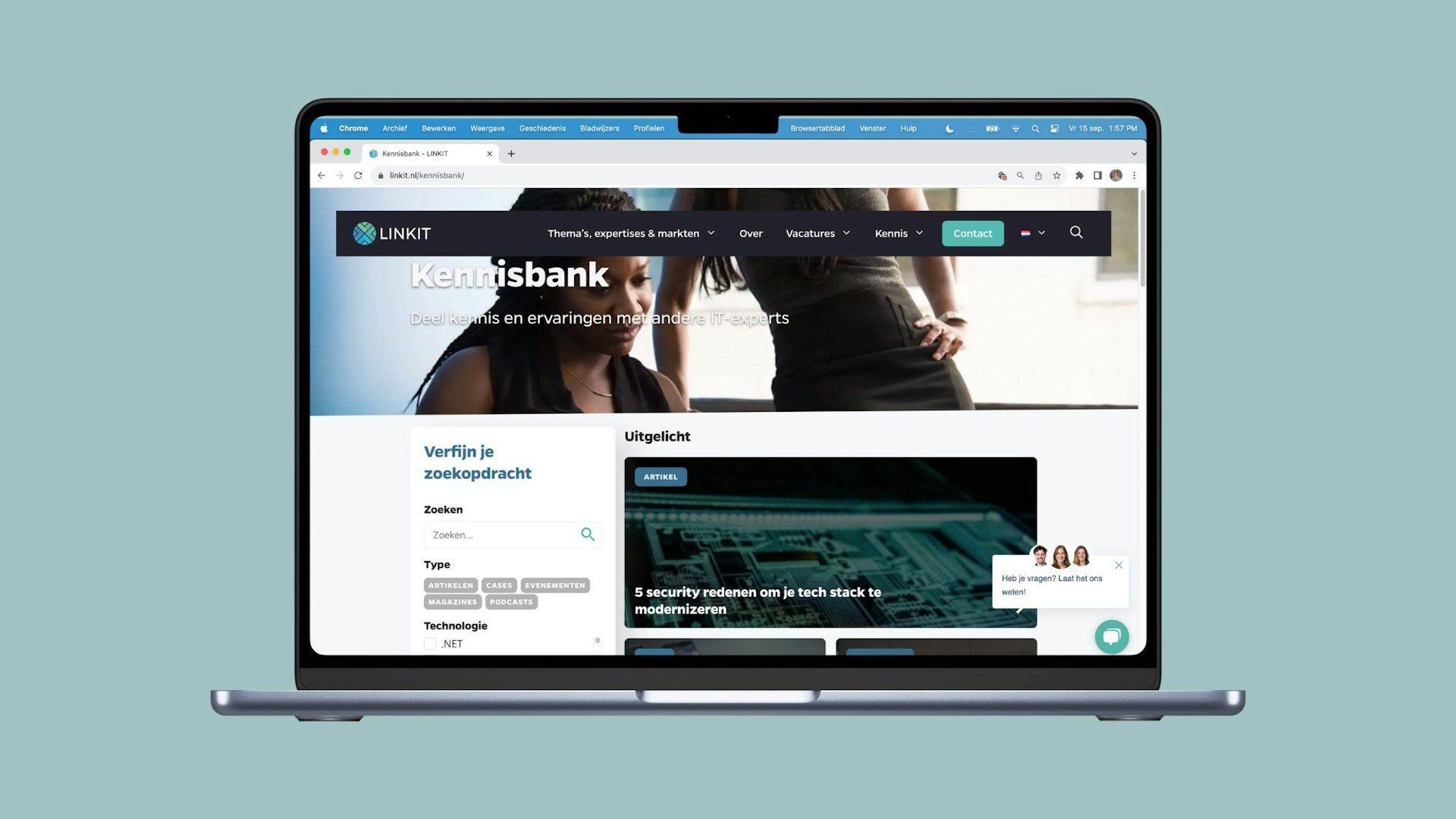 Example LINKIT website on laptop